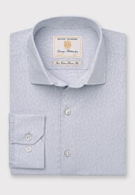 Tailored Fit Silver Grey Floral Jacquard Cotton Shirt