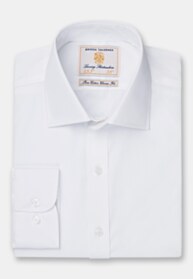 Regular Fit Single Cuff White Poplin Cotton Shirt