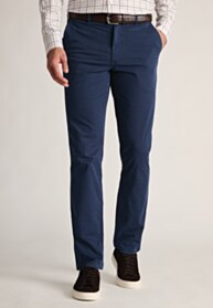 Tailored Fit Addingham Dark Blue Garment Dyed Stretch Cotton Pants