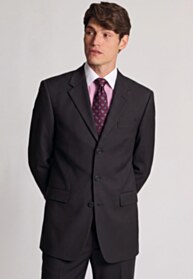 Regular Fit Imola Black Three Button Wool Blend Suit Jacket
