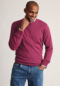 London Raspberry Cotton Merino Crew Neck Jumper