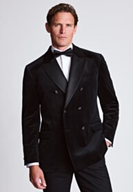 Tailored Fit Pensford Black Velvet Double Breasted Jacket