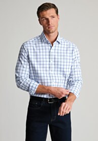 Regular Fit Blue Tattersall Check Cotton Shirt
