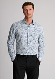 Regular Fit White Paisley Print Cotton Shirt