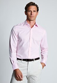 Tailored Fit Pink Non-Iron Twill Cotton Shirt -  Three Sleeve Lengths