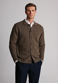 Townsend Taupe Lambswool Blend Button Through Cardigan