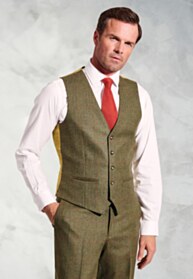 Regular Fit Dalton Olive Check Wool Vest