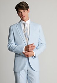 Tailored Fit Hayton Sky Blue Textured Suit - Vest Optional