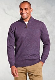 Rutherford Heather Lambswool Blend Quarter Zip Jumper