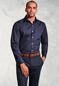 Tailored Fit Navy Double Cuff Shirt