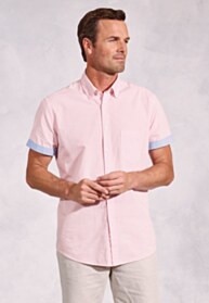 Regular Fit Rose Textured Cotton Short Sleeve Shirts