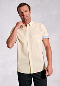 Regular Fit Lemon Textured Cotton Short Sleeve Shirts