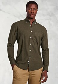 Regular Fit Khaki Melange Brushed Cotton Shirt