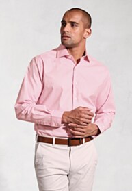 Tailored Fit Pink Herringbone Stretch Cotton Shirt