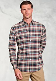 Regular Fit Ecru Madras Check Oxford Cotton Shirt