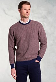 Cowley Rust Textured Lambswool Crew Neck Jumper