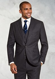 Tailored Fit Wells Charcoal Wool Blend Suit - Vest Optional