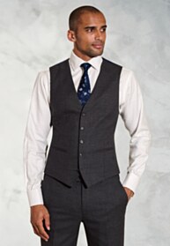 Tailored Fit Wells Charcoal Wool Blend Vest