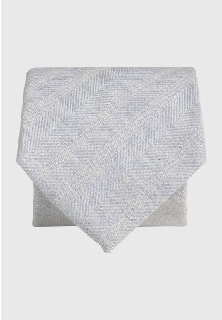 Sky Blue Textured Linen Blend Tie