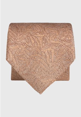 Peach Tonal Leaf Pure Silk Jacquard Tie