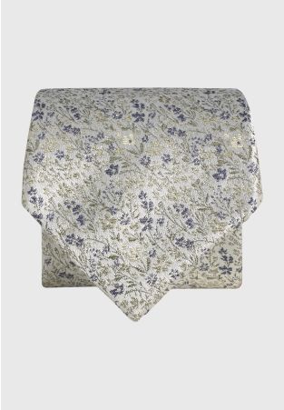 Sage Ditsy Floral Pure Silk Jacquard Tie