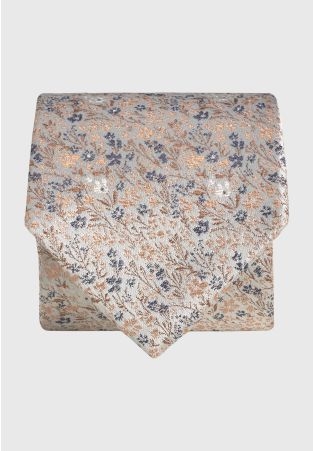 Peach Ditsy Floral Pure Silk Jacquard Tie