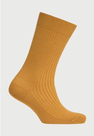 Mustard Plain Rib Socks