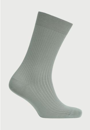 Sage Plain Rib Socks