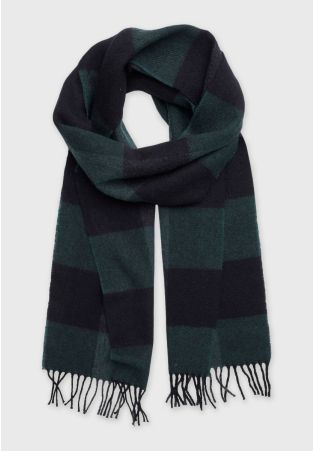 Teal Lambswool Check Scarf