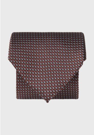 Rust Semi-Plain Geo Pure Silk Tie