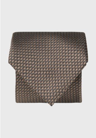Gold Semi-Plain Geometric Pattern Pure Silk Tie