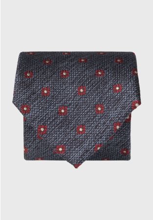 Blue Textured Geo Pure Silk Tie
