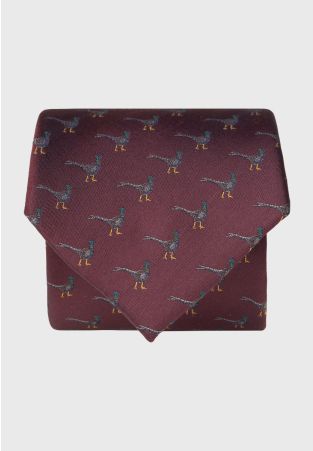 Wine with Pheasants Pure Silk Tie