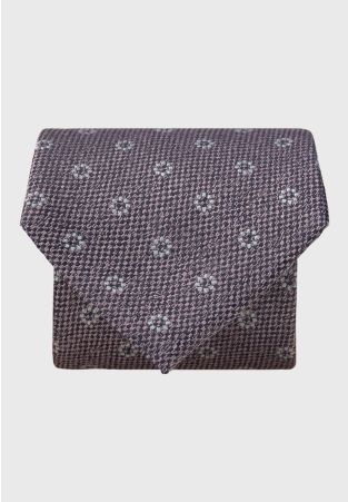 Pink Textured Floral Geometric Silk Tie