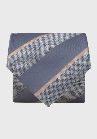 Blue Large Texture Stripe Silk Tie