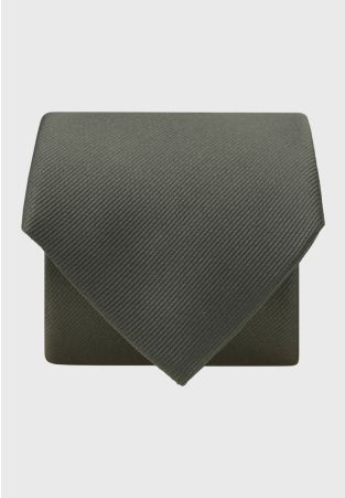 Green Twill Pure Silk Tie