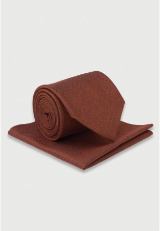 Orange Silk Blend Tie & Hanky Set