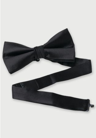 Black Plain Satin Bow Tie