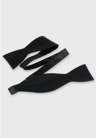 Black Plain Satin Self Tie