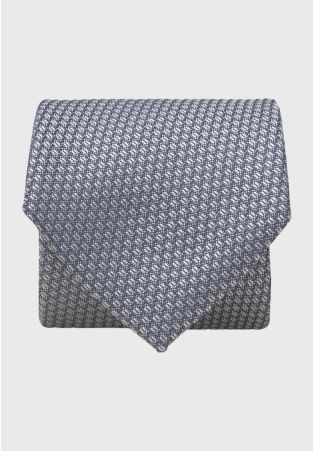 Blue Semi Plain Textured Silk Tie