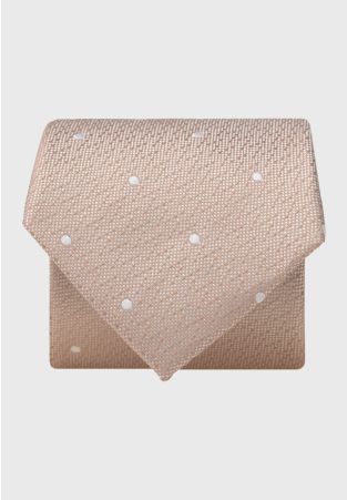 Champagne Textured Polka Dot Silk Tie