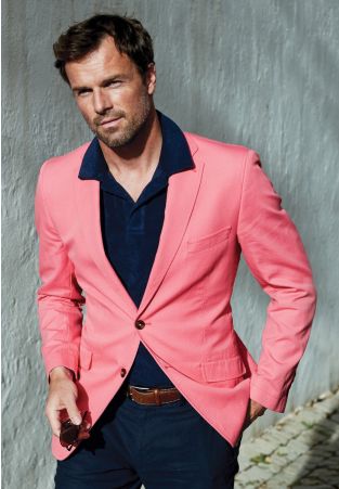 Regular Fit Tatton Pink Cotton Linen Jacket
