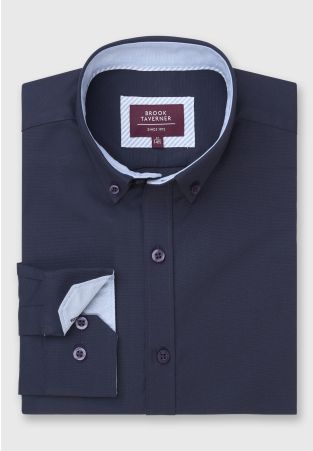 Tailored Fit Navy Stretch Oxford Cotton Shirt