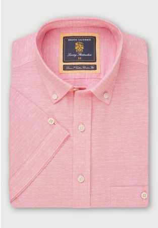 Regular Fit Rose Dobby Short Sleeve Cotton Linen Shirt