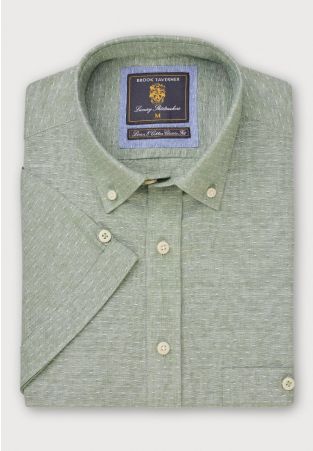 Regular Fit Seagrass Dobby Short Sleeve Cotton Linen Shirt