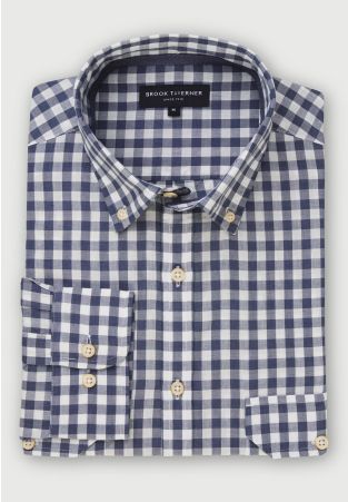Regular Fit Air Force Blue Gingham Cotton Fit Shirt