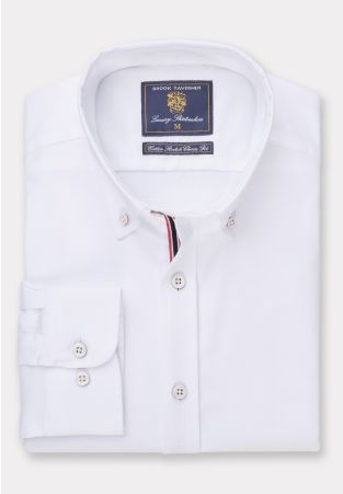 Tailored Fit White Stretch Oxford Cotton Shirt