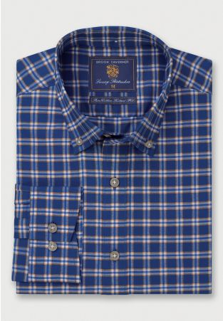 Tailored Fit Blue Check Oxford Cotton Shirt