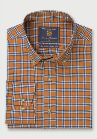 Tailored Fit Gold Check Oxford Cotton Shirt