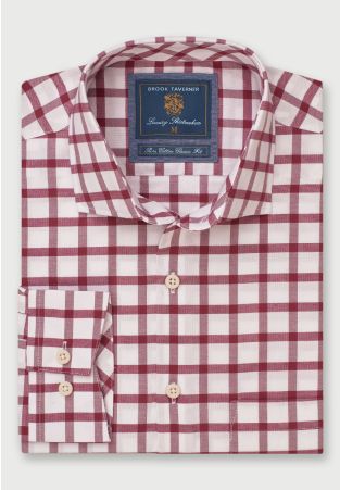 Regular Fit Wine Check Oxford Cotton Shirt